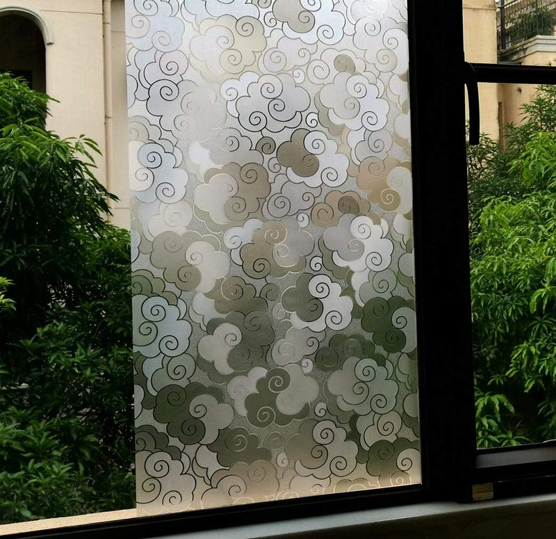 VSUDO 1 Roll 35.4" by 78.7" Privacy Window Film, Cloud Pattern Window Tint, Static Cling Window Glass Sticker for Home (19.37 Sq. Ft Total) - Image 3